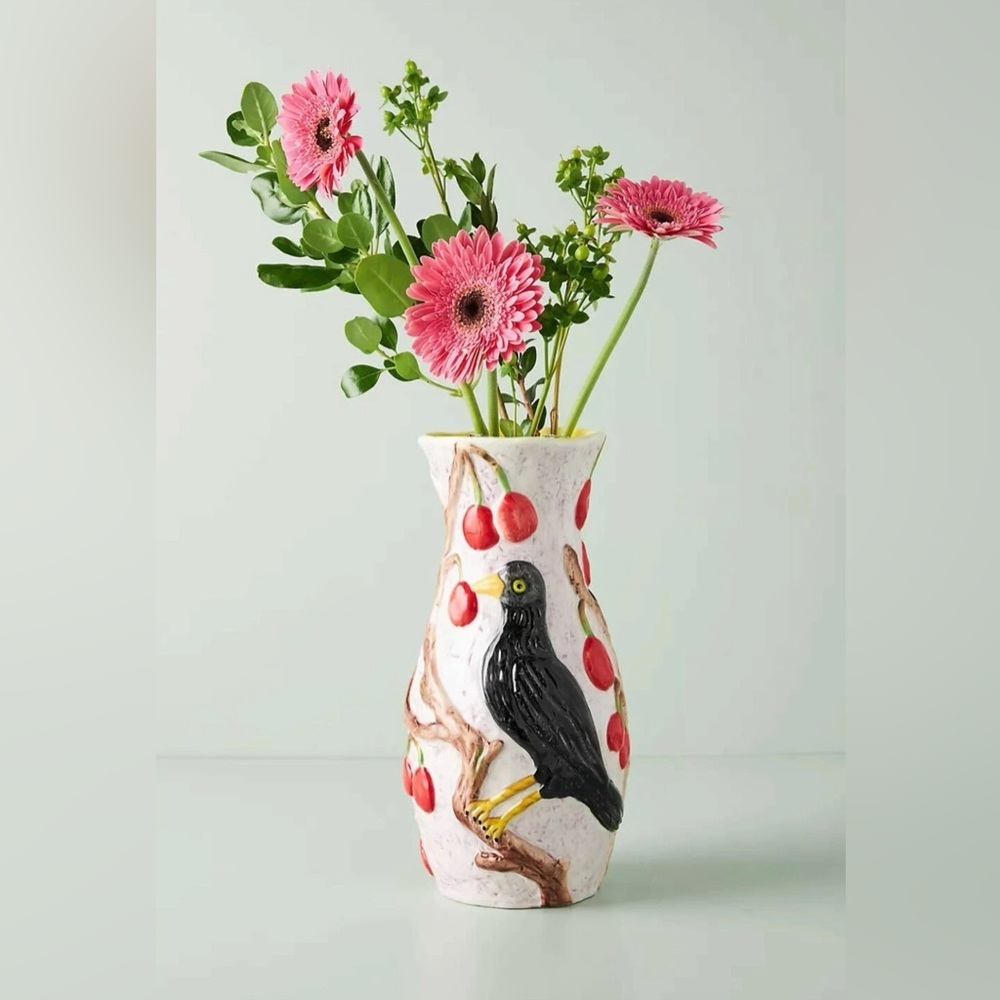 Anthropologie Nathalie Lete Blackbird Cherrie Tree Vase